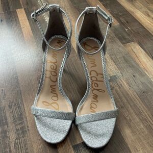 Sam Edelman Sparkling Silver Ankle Strap Heels